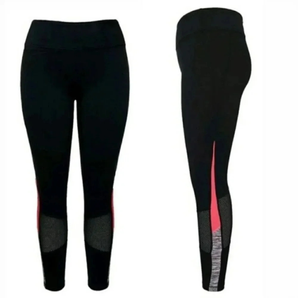 Tangerine S black/coral/ mesh cropped leggings